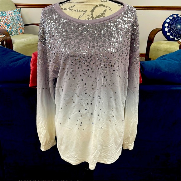 INC International Concepts Tops - Sequin dusty purple ombré long sleeved top